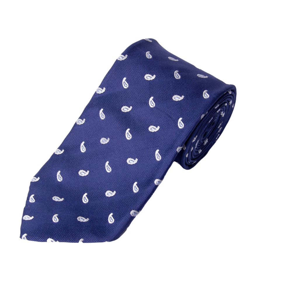 CARUSO NAVY BLUE & WHITE PAISLEY TIE | MENS